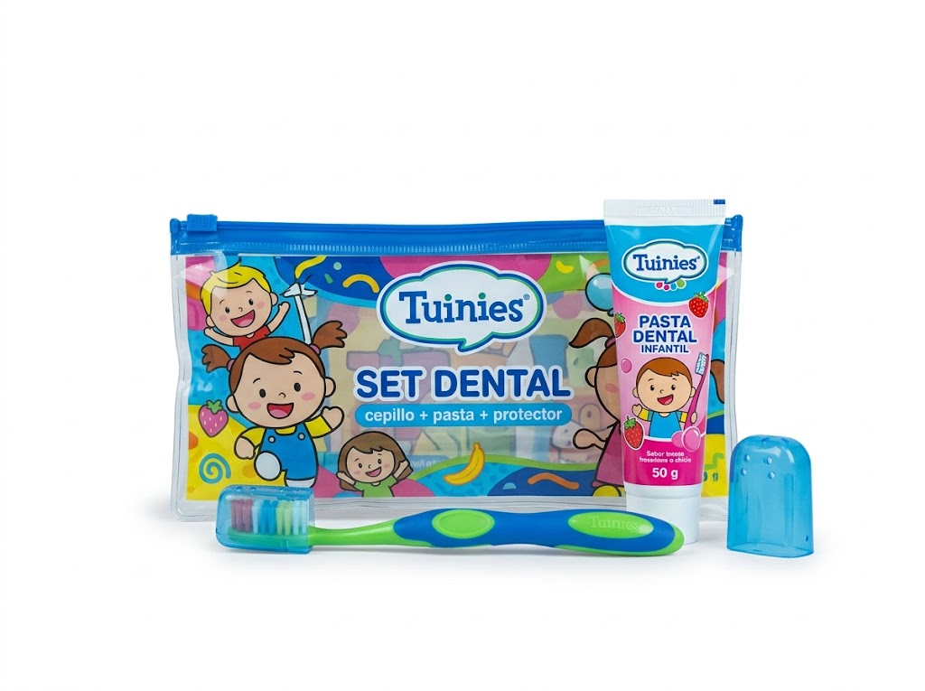 Set cartuchera cepillo + pasta dental 50 g + protector Tuinies